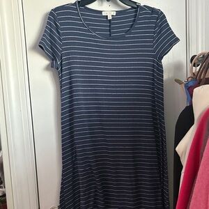 love, Fire Navy and White Striped Dress